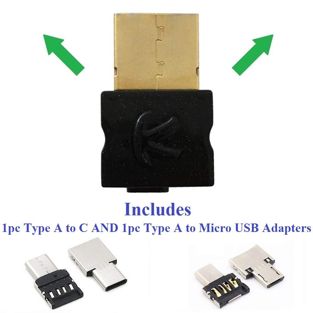 KOKKIA USB_Splitter (Includes Type C & Micro-USB Adapters) :Digital Bluetooth USB Splitter Transmitter,Compatible with Windows/Apple Mac