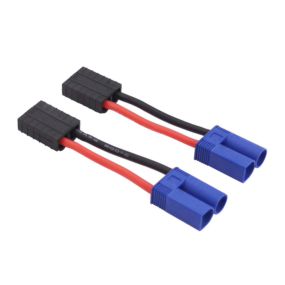 OliRC 2pcs compatible with Traxas Female to EC5 Male Connector Adapter with 14awg 5cm Cable(C112-2)