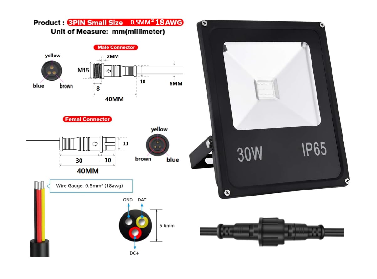 JIAANDA RGB Flood Lights,30W high Power WS2811 Full Color Smart Flood Light, RGB addressable LED Pixel floodlight DC12-24V;IP66Waterproof