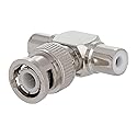 Cmple - Dual RCA Female to BNC Male Adapter BNC Plug to 2X Two RCA Jacks Coaxial Cable Audio Video T-Shaped Connector Converter - Chrome