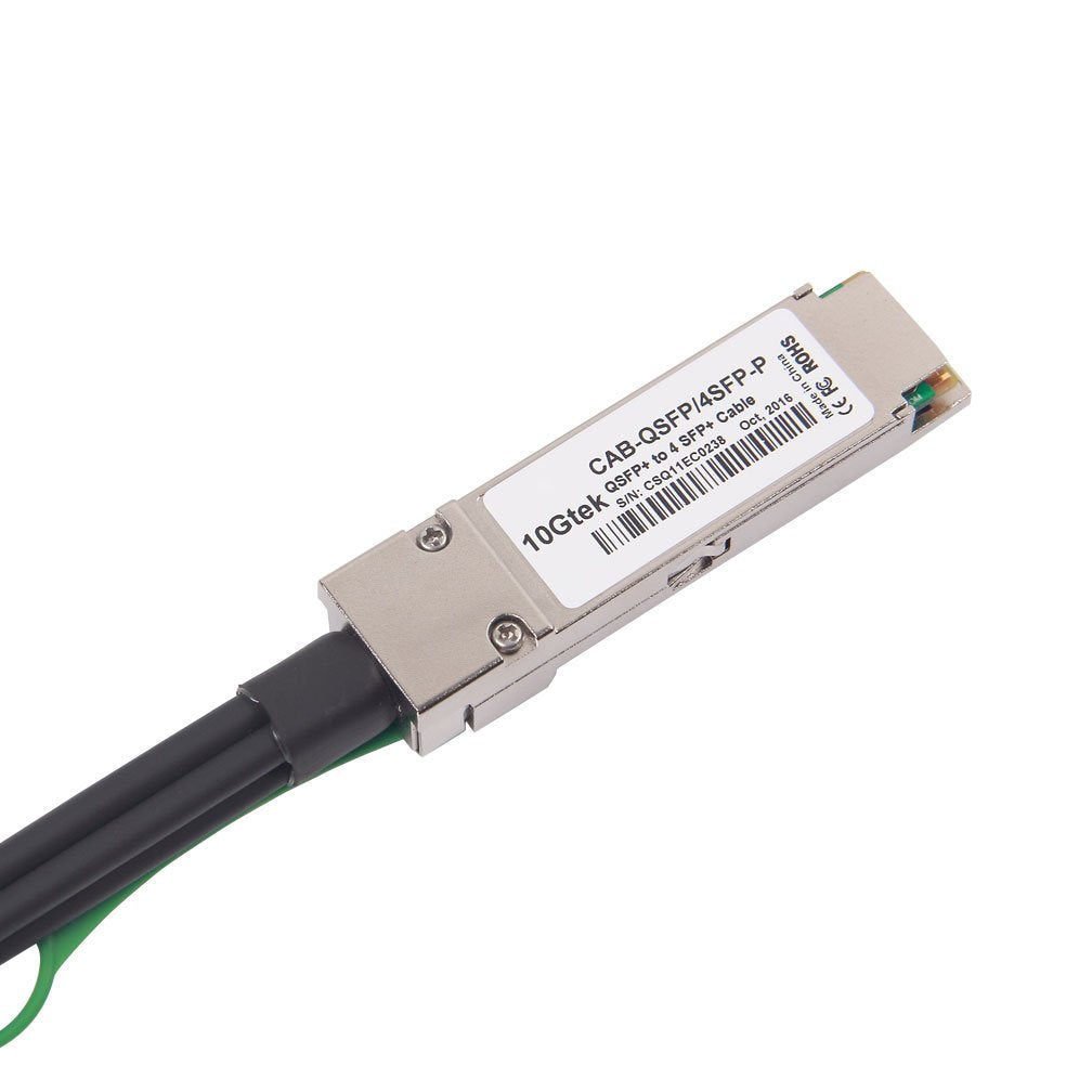 10Gtek 40G QSFP+ to 4xSFP+ Breakout DAC - 40GBASE-CR4 Passive Direct Attach Copper Twinax QSFP to SFP Cable for Juniper QFX-QSFP-DACBO-1M Devices