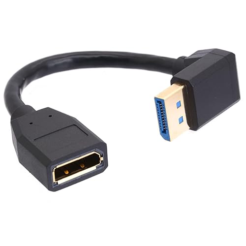 GLHONG 8K DisplayPort 1.4 Extension Cable, 90 Degree Angle DP Male to DP Female Extender Adapter Connector Cord, Support 8K@60Hz 4K@144Hz 1080p@240HZ