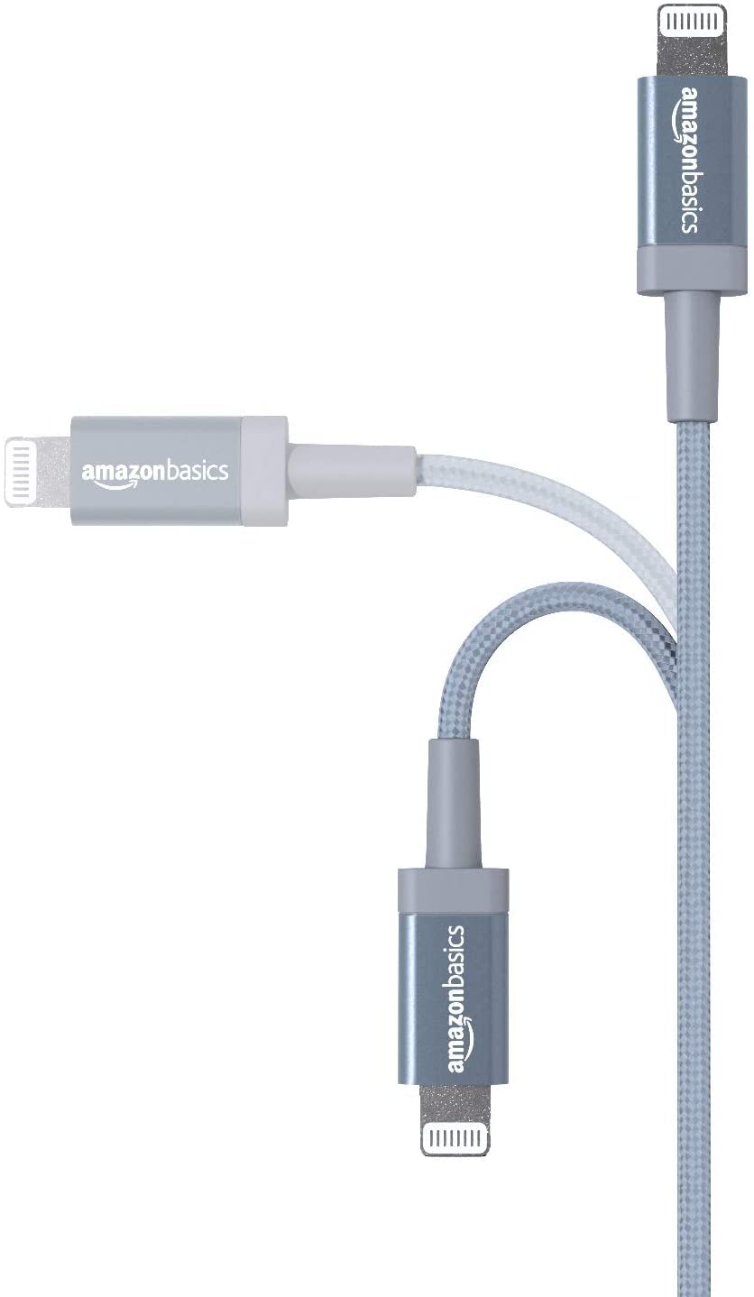 Amazon Basics Fast Charging USB-A to Lightning Nylon Braided Charger Cable, MFi Certified for Apple iPhone and iPad, Durable, 3 Foot, Dark Gray