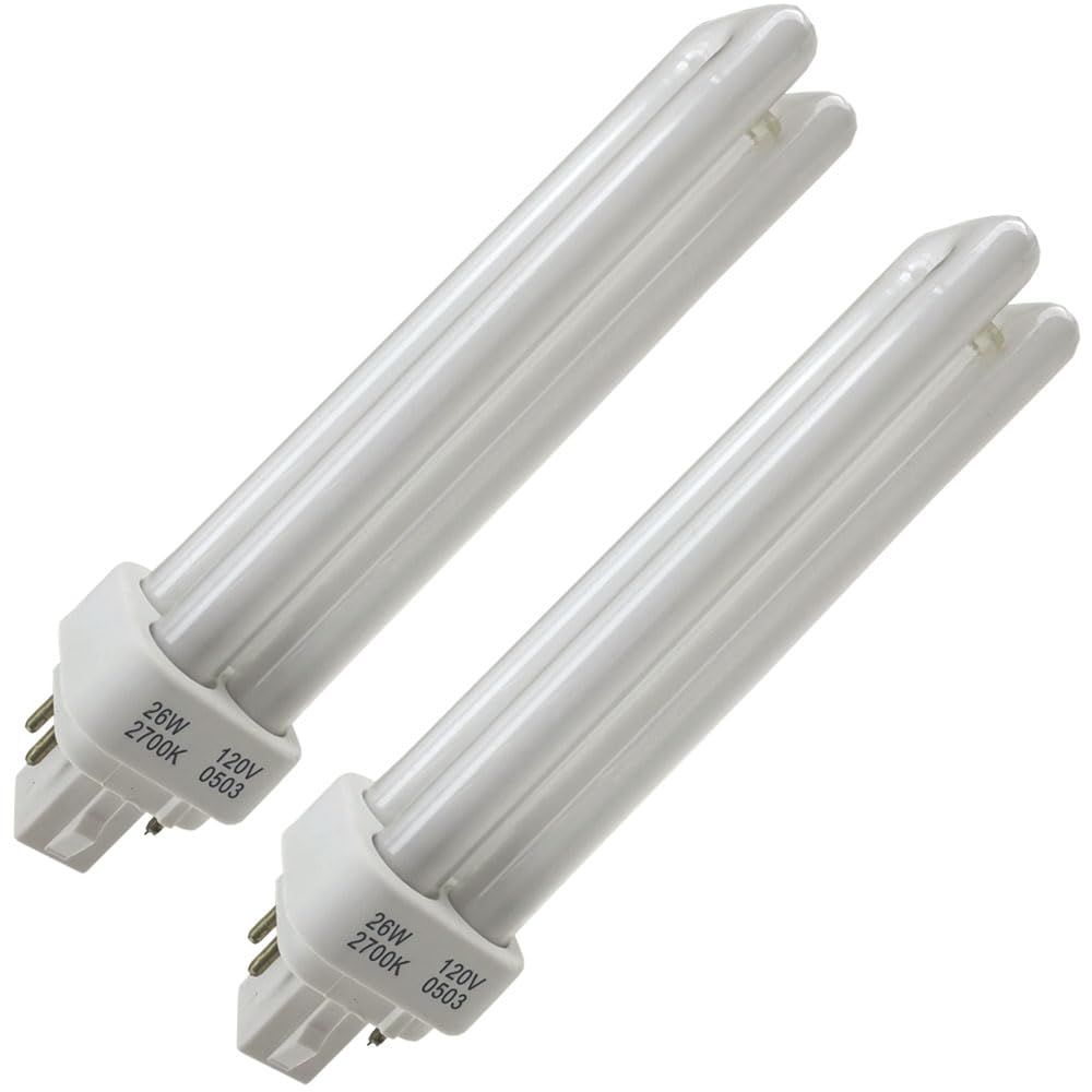 Industrial Performance CFQ26W/G24Q/827, 26 Watt, 2700K, Quad Tube Diammable Fluorescent Tube Light Bulb (2 Pack)
