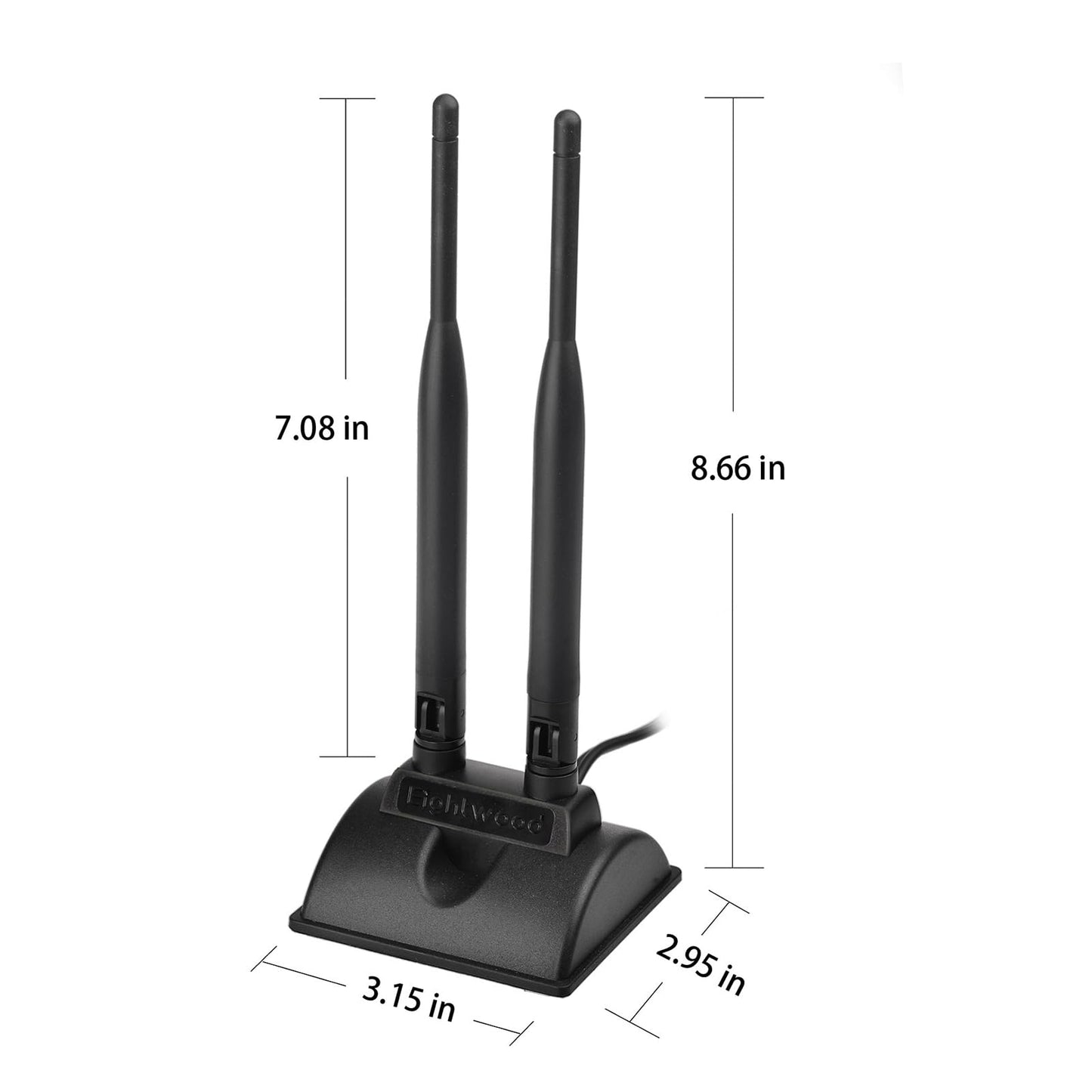 Eightwood 2.4GHz 5GHz Dual Band WiFi Antenna RP-SMA Male Connector with SMA Male Adapter (2-Pack) for PCI-E WiFi Network Card USB WiFi Adapter