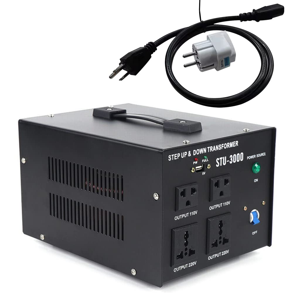 3000W Voltage Transformer Converter, Step Up/Down AC 110/220 V Heavy Duty Power Converter with DC 5V USB Port
