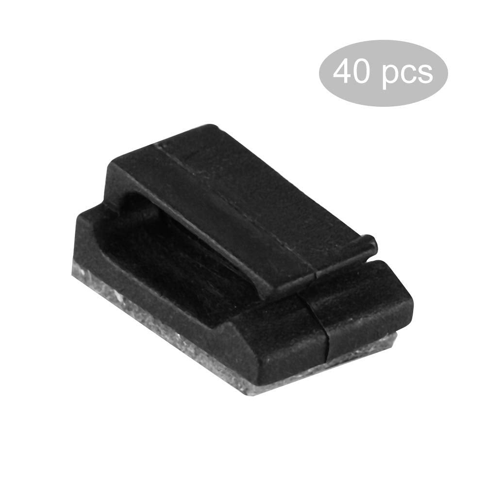 Aramox 40 Pcs Self Adhesive Auto Cord Fixed Clips Car Data Cable Light Cord Decorative Car Data Cable Organizer Wire Management Cord Tie Holder Fixed