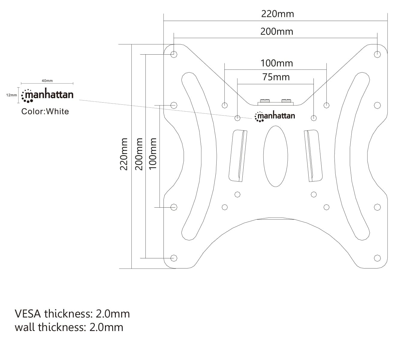 Manhattan 423731 423731 Universal Flat Panel TV/TV Ultra Thin Monitor Wall Mount (Wall Mount) for 17"-37" TVs