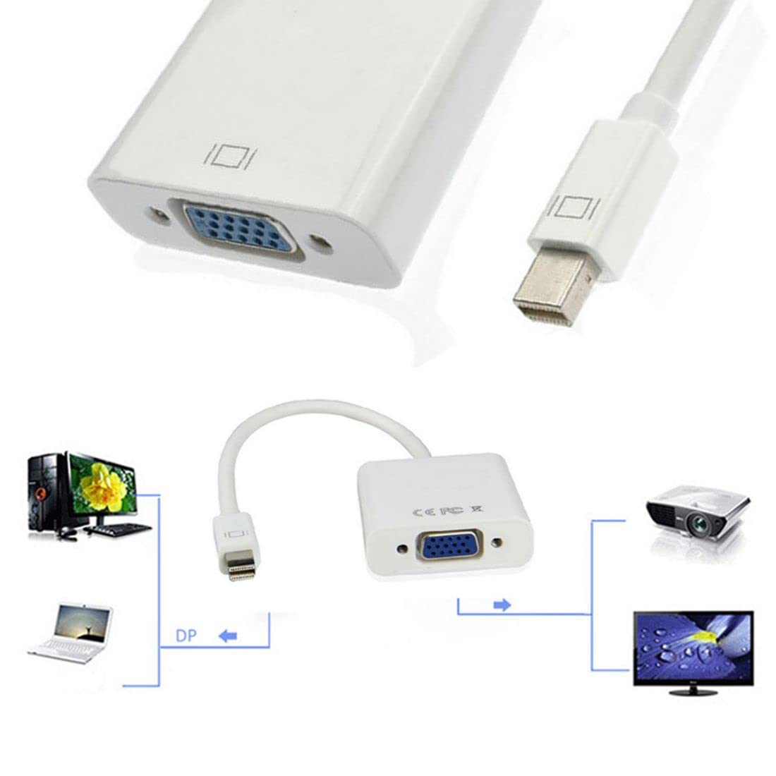 chenyang Mini Displayport DP to VGA Adapter Cable 1080P 60HZ for Laptop Monitor Projector