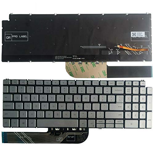 New US Silver English Backlit Laptop Keyboard (Without palmrest) for Dell Inspiron 17 7706 2-in-1 Light Backlight