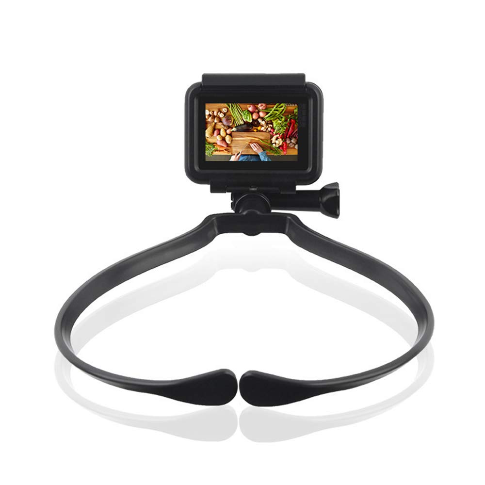 Smartphone Selfie Neck Holder Mount for GoPro Action Camera and Cell Phone Video Shooting Accessories (Black)