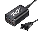 200W USB C Charge Block,6 Port PD 100W 65W 45W GaN Charger,Multi Port Fast Charging Station Hub for Multiple Devices,MacBook,iPad,iPhone,HP DELL