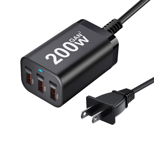 200W USB C Charge Block,6 Port PD 100W 65W 45W GaN Charger,Multi Port Fast Charging Station Hub for Multiple Devices,MacBook,iPad,iPhone,HP DELL