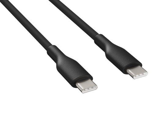 Cable Leader 1m Soft Silicone USB Cable USB C to USB C Cable, 60W, 480mbps, USB 2.0, Black