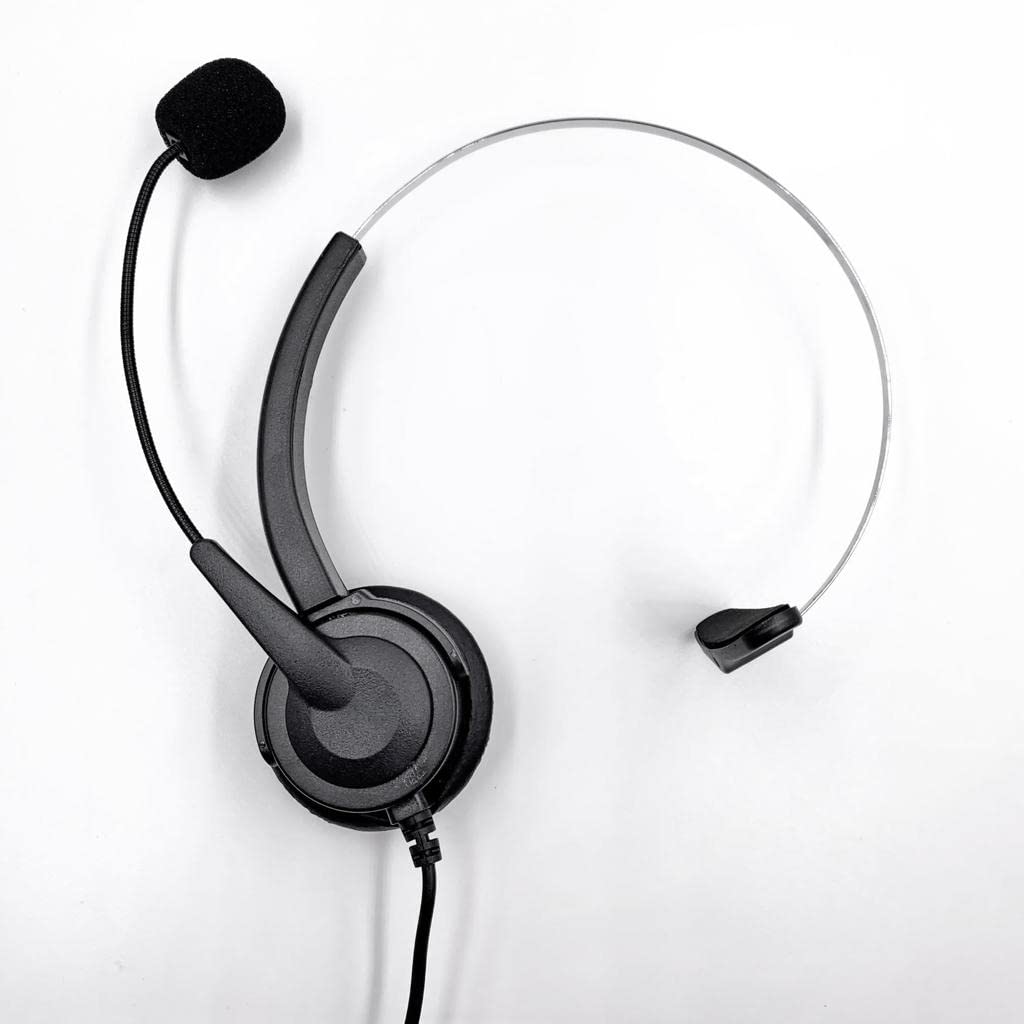 RJ11 Handsfree Call Center Corded Telephone Monaural Headset, Black