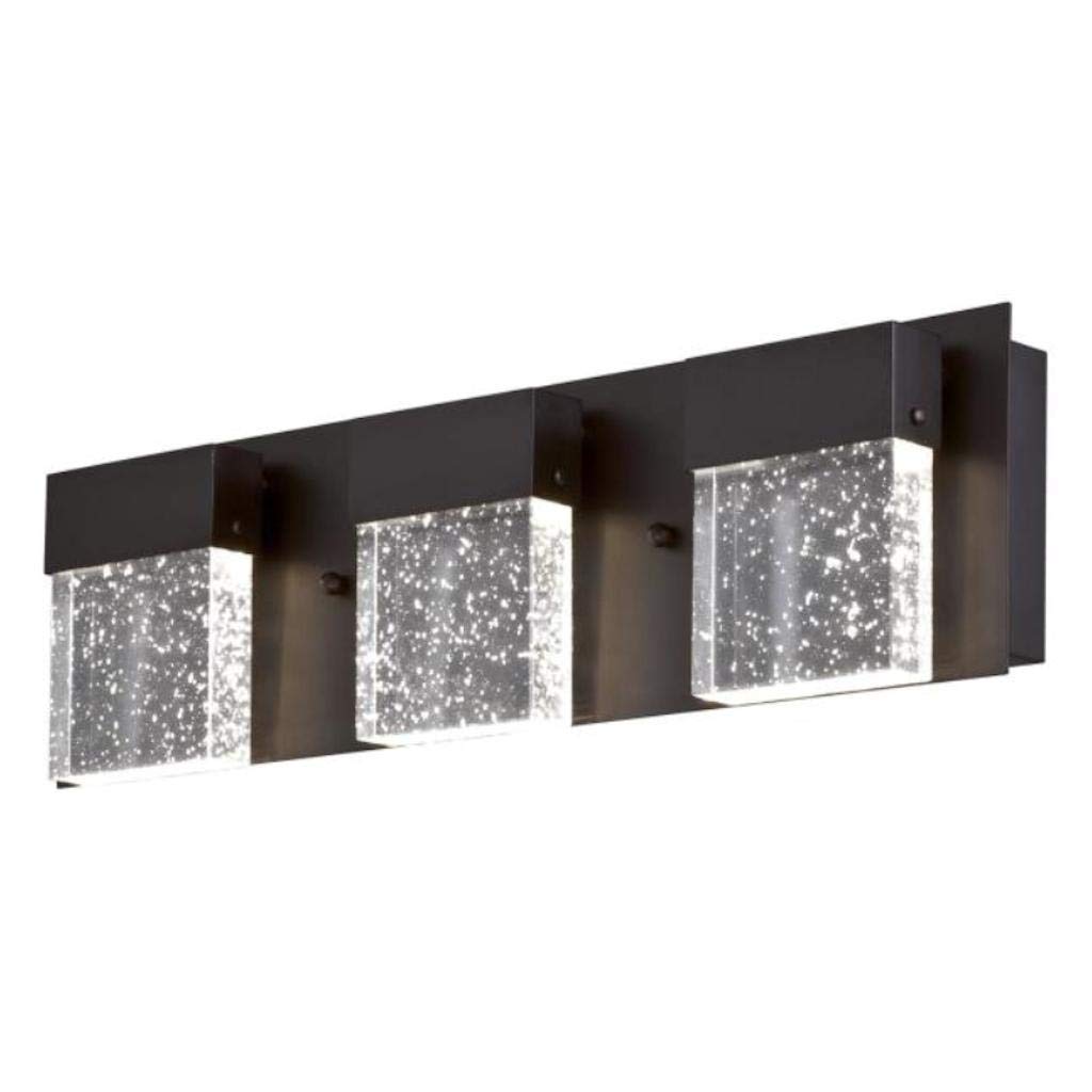 Westinghouse 6372600 Cava II Three-Light, 21-Watt LED Indoor Wall Fixture, Matte Black Finish with Bubble Glass