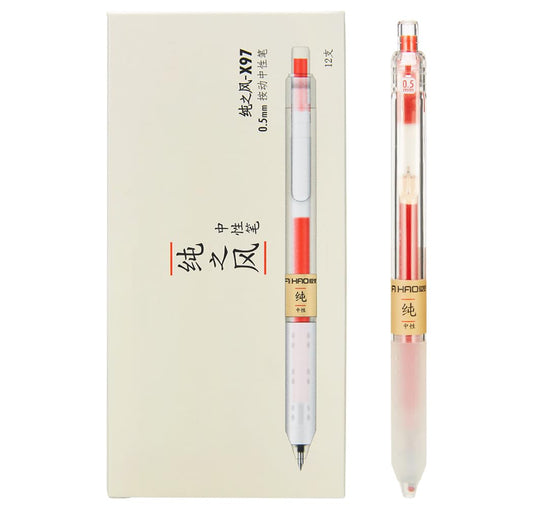 czxwyst X97 Retractable Gel Ink Pens 0.5mm Fine Point (Red Color 12-Pack)