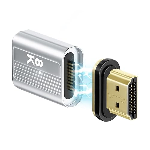 HESKUL Magnetic HDMI Coupler 8K@60Hz HDMI Female to Male Adapter HDMI 2.1 Connector 3D Extender Compatible with HDTV Roku Stick Chromecast HDMI Cable