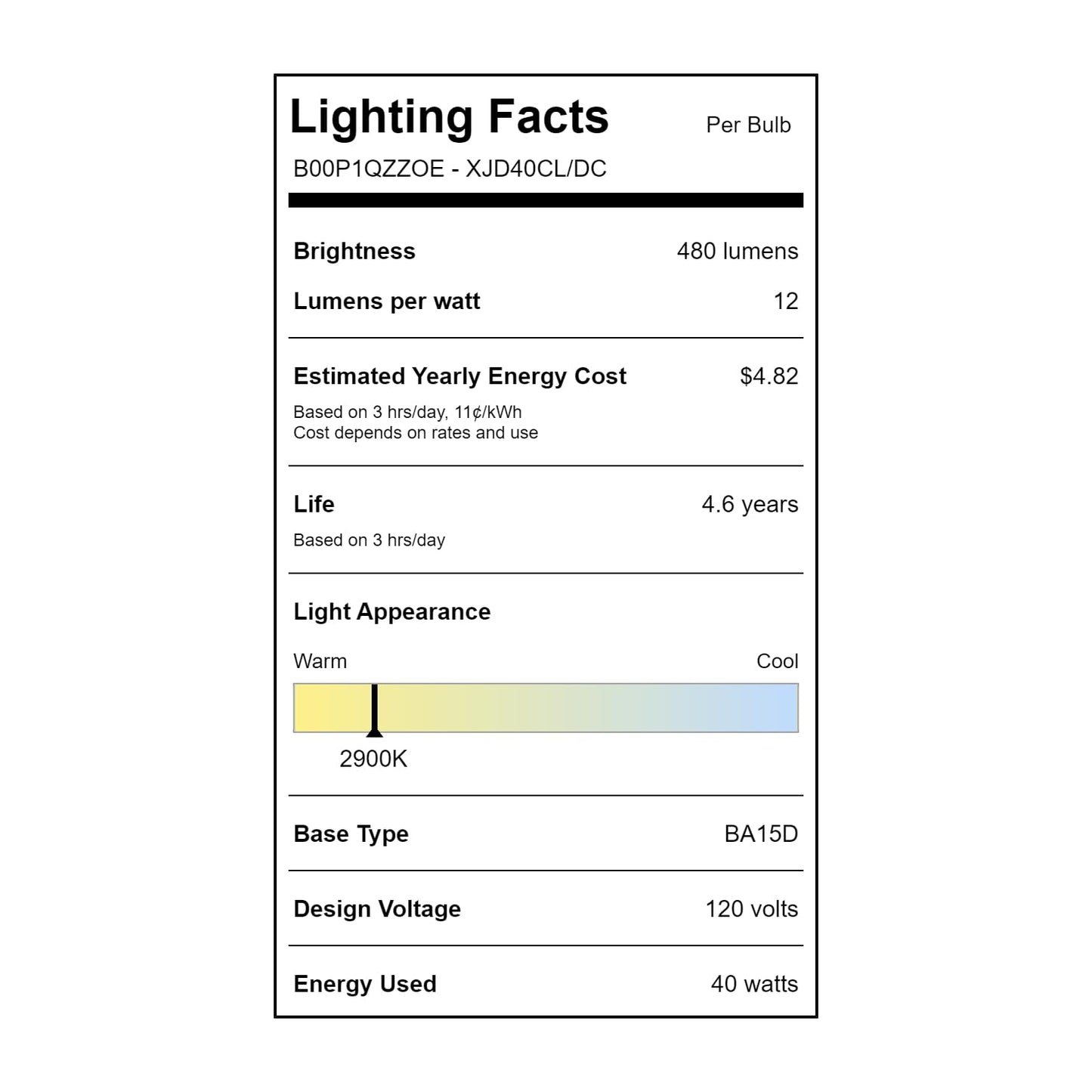 Norman Lamps XJD40CL/DC - Volts: 120V, Watts: 40W, Type: Xenon Bulb