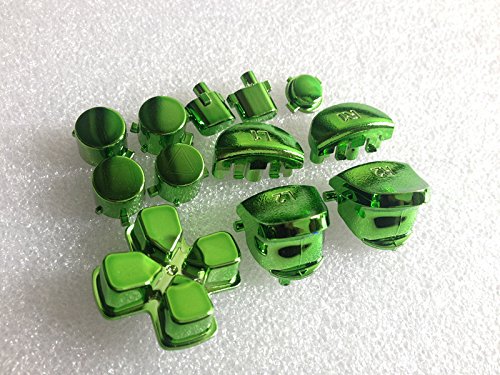 Replacement Chrome Plating Buttons L1 R1 L2 R2 D Pad ABXY Key Kit + Springs for PS4 Controller Green