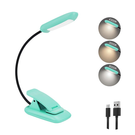 BIGMONAT Rechargeable Book Reading Light, Portable Bendable Neck, Brightness Adjustable with Eye Care Reading, Warm & White LEDs, Perfect for Kids