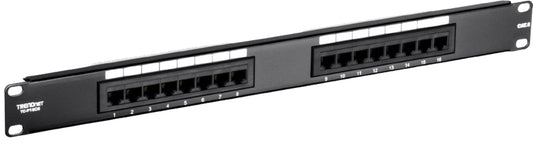 TRENDnet 16-Port Cat6 Unshielded Patch Panel,Rackmount, 1U 19", Cat3,Cat4,Cat5,Cat5e,Cat6 Compatible, 250Mhz Connection, Ideal for Copper Gigabit