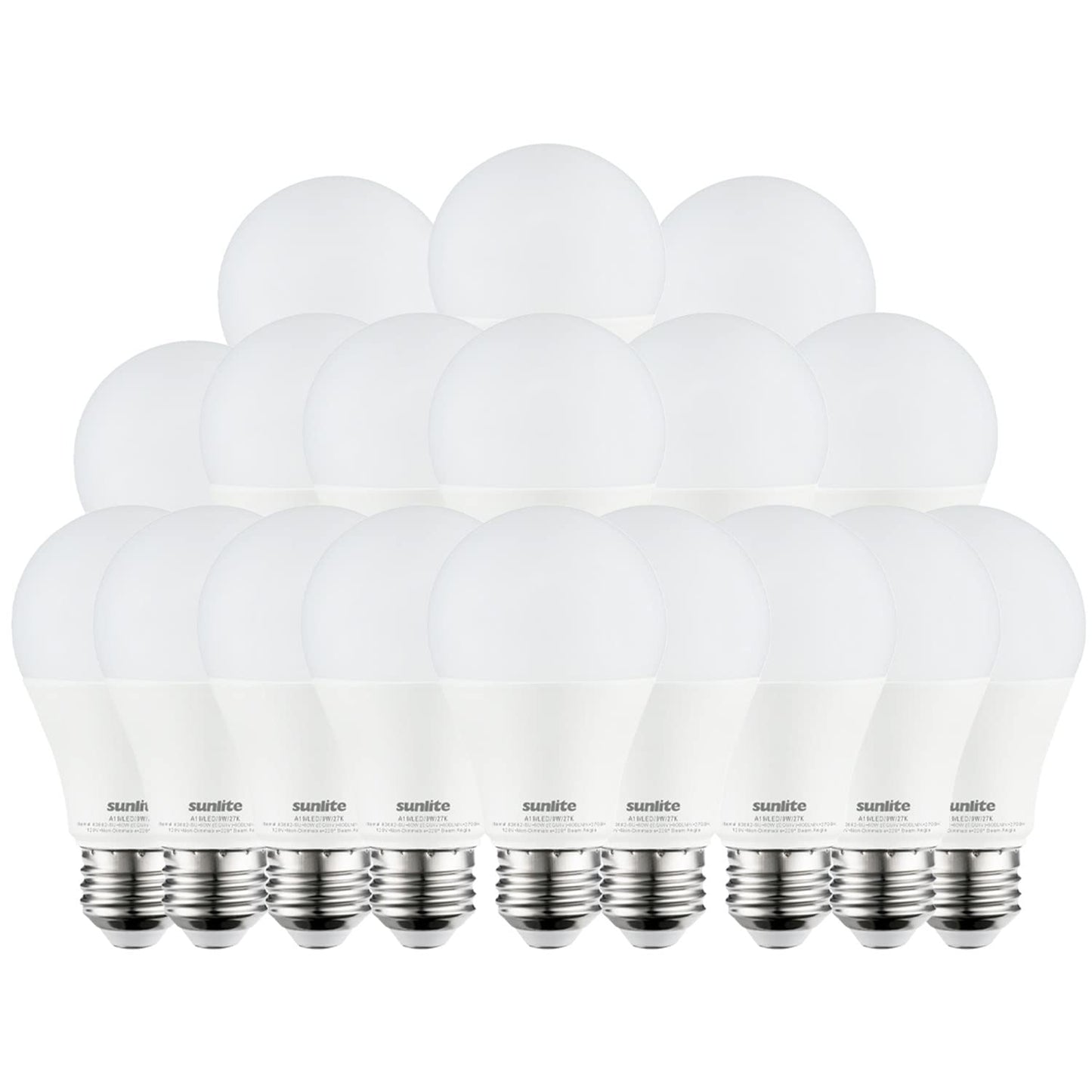 Sunlite 41816-SU LED A19 Light Bulbs, 9 Watts (60W Equivalent), 800 Lumens, Medium Base (E26), Non-Dimmable, Frost, ETL Listed, 2700K Warm White, 18