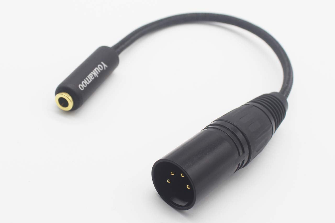 Youkamoo 4 Pin XLR Male to 4.4mm Female Balanced Headphone Adapter Cable 15cm Short Silver Plated for Headphones, Amplifiers, and DAC