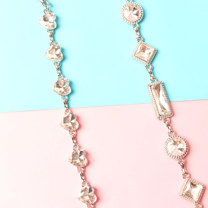 NOIAFZY 2pcs Luxury Crystal Rhinestone Metal Hand Chain Wrist Strap - Elegant Rectangular Diamond Lanyard with Clip for Phone Case, Keychain & Bag