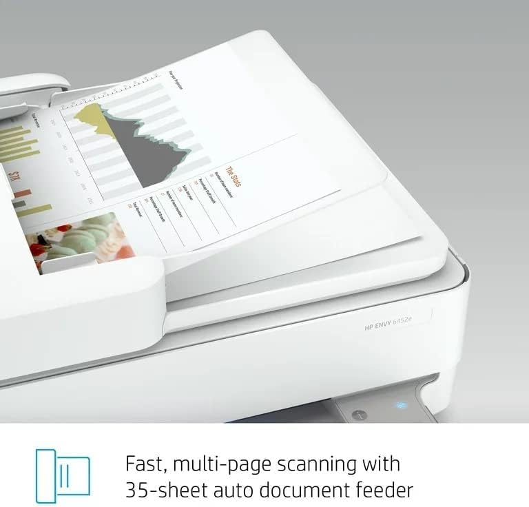 HP Envy 6452e Wireless Inkjet Color All-in-One Printer, Print Copy Scan, 35 Sheet ADF, 2-Side Printing, WiFi USB Connectivity, Instant Ink Ready, Home