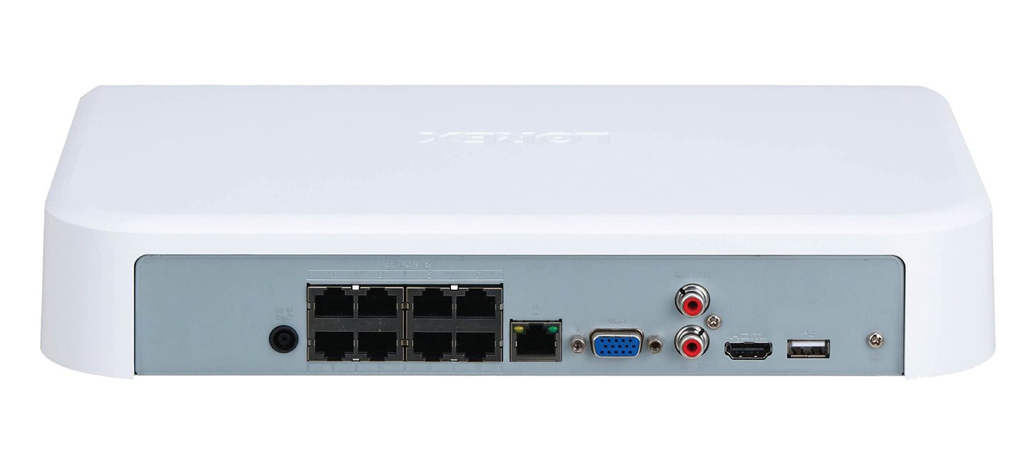 Lorex 4K (8 Camera Capable) 2TB Wired NVR System with 8 White Bullet Cameras