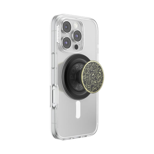 PopSockets Phone Grip for MagSafe, Magnetic Holder, Phone Stand, Enamel - Enamel Monstera