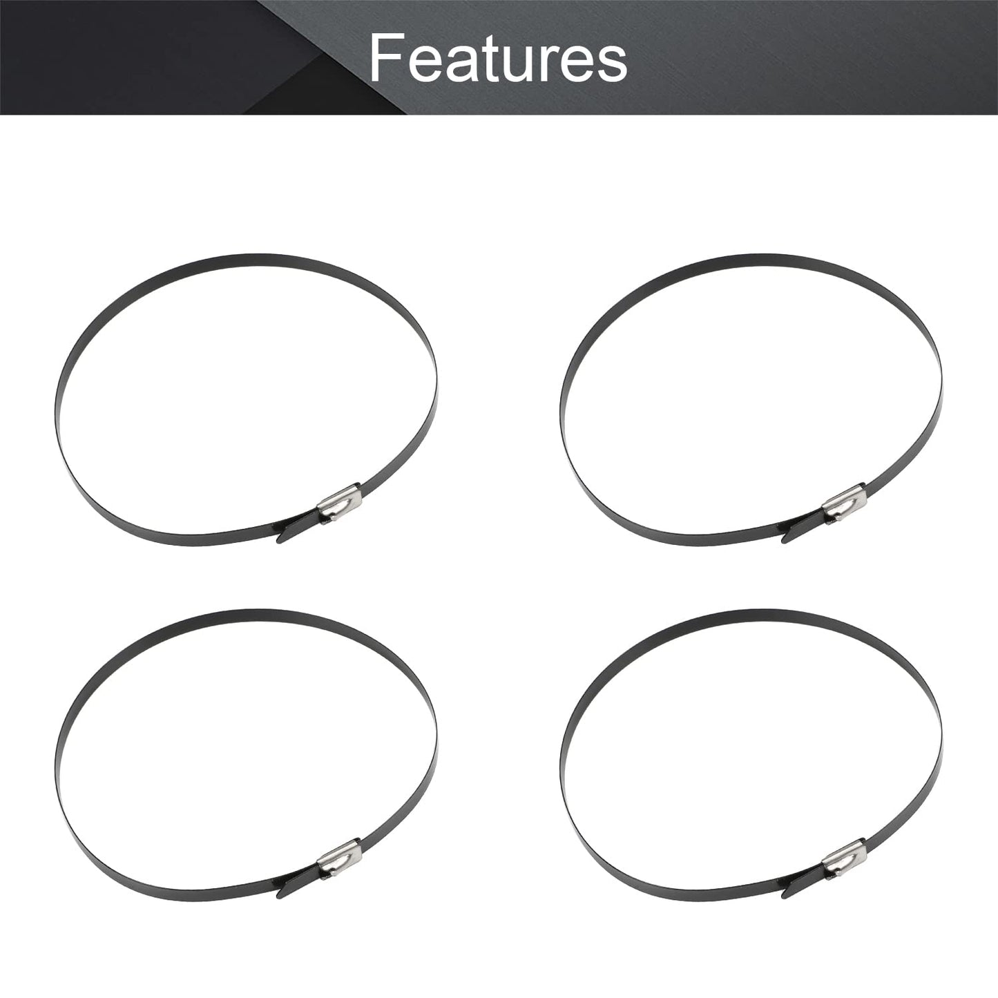 MroMax Stainless Steel Zip Ties 11.8 inches x 0.18 inches Metal Exhaust Wrap Multi-Purpose Electrical Cable Locking Cord Management Straps 100pcs