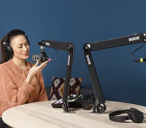 Rode PSA1+ Pro Studio Boom Arm for Podcasting and Streaming with Quick Release Mic Stand Adapter, Microphone Pop Filter, Professional Grade XLR Cable