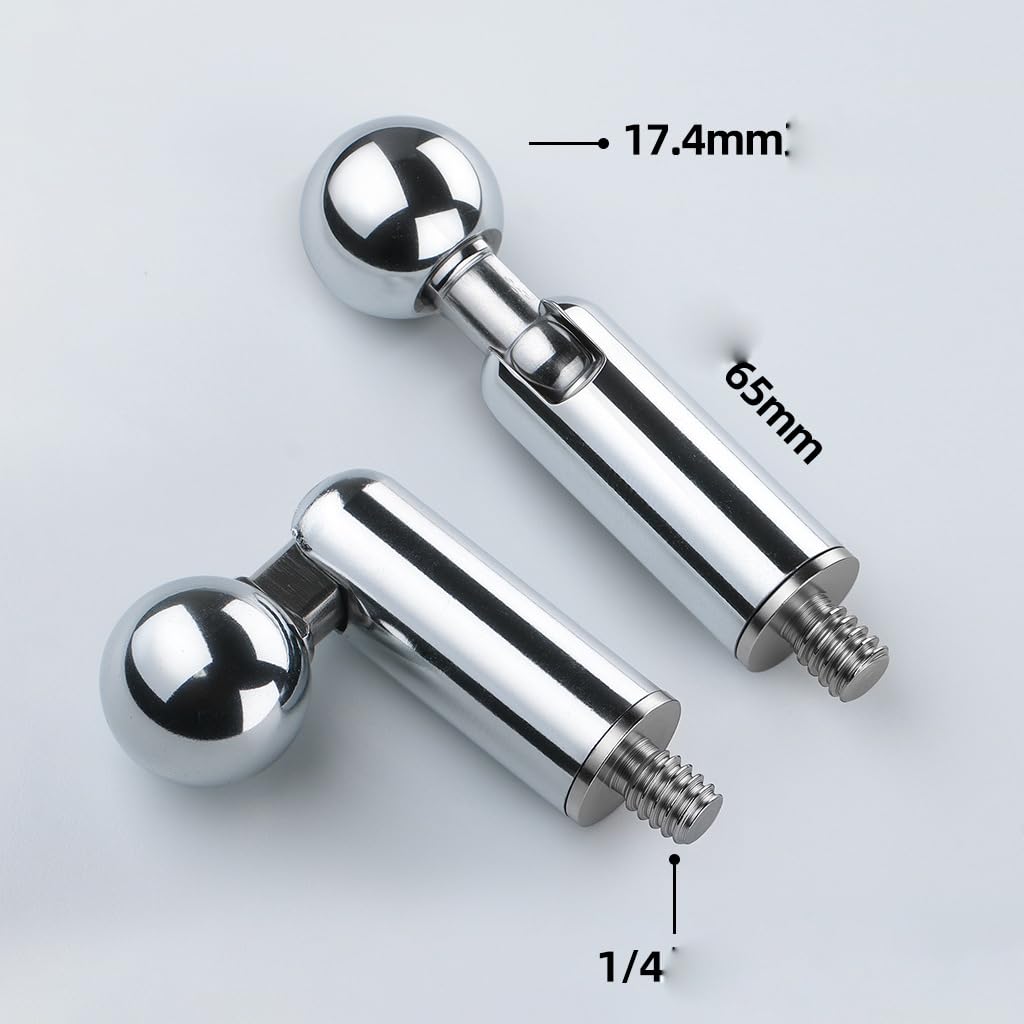 ThtRht 2 Pack 17mm Ball Head to 1/4''-20 Screw Thread Stud Heavy Duty Stainless Steel Super Clamp Mount Connector for Gopro Camera Tripod Phone Holder