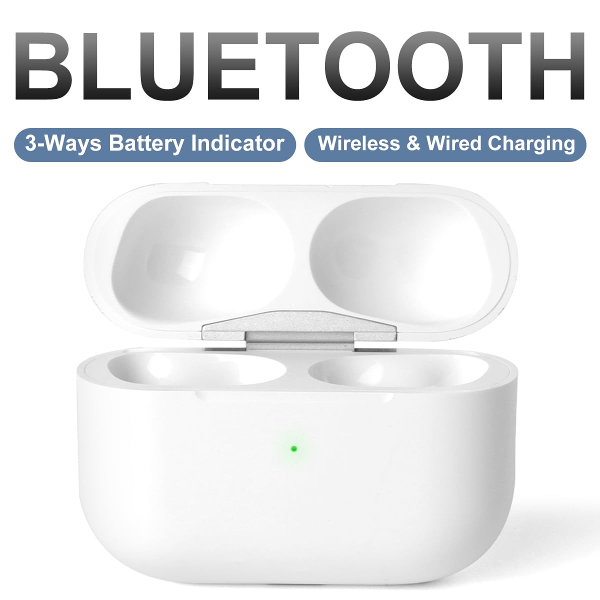 Wireless Charging Case Replacement for AirPod Pro 1st/2nd Generation Charging case, Bluetooth Pairing, USB-C (White)