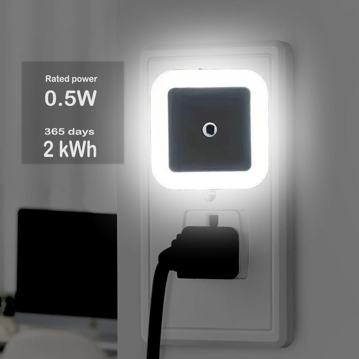 JININQ Night Light 0.5W Plug in Night Light Smart Sensor Dusk to Dawn Sensor LED Lamp?Bright Nightlight Auto-On/Off
