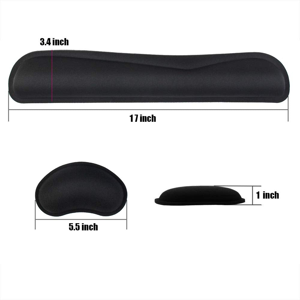 Poualss Memory Foam Set Keyboard and Mouse Wrist Pad Rest,Cushion Support for Office,Gaming,Computer,Laptop and Mac,Pain Relief& Easy Typing