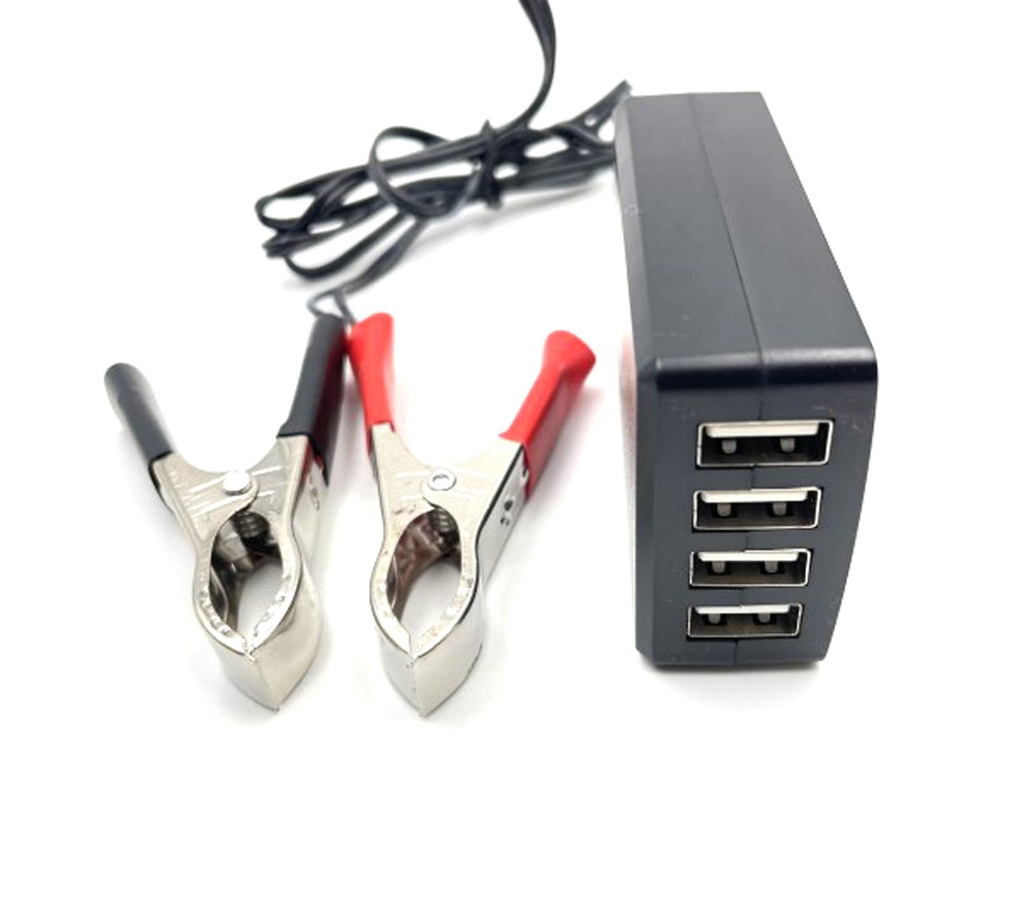 1Pcs 4 USB Port DC Converter Convert 12v 24 v to 5v Power Adapter Buck Charger with Battery Clip for Emergency USB Power
