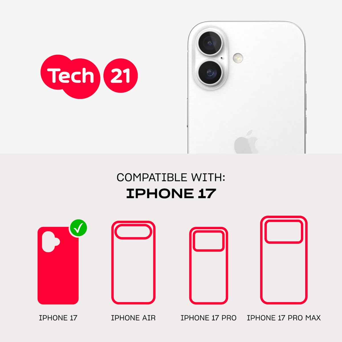 Tech21 EvoClear Case for iPhone 17 - Clear | Slim Protective Case | Impact Protection | MagSafe Compatible