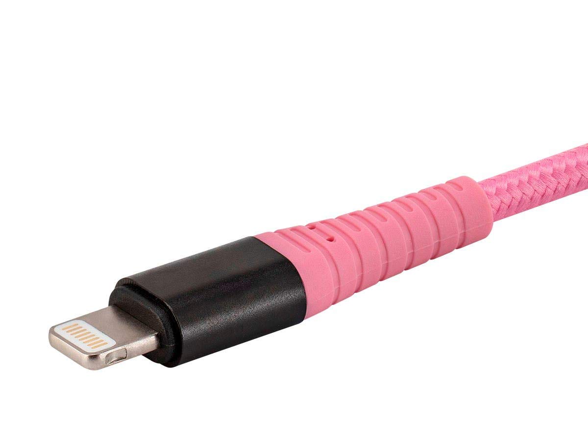 Monoprice Apple MFi Certified Lightning to USB Type-A Charge and Sync Cable - 6 Feet - Pink, Kevlar-Reinforced Nylon-Braid, Durable - AtlasFlex Series