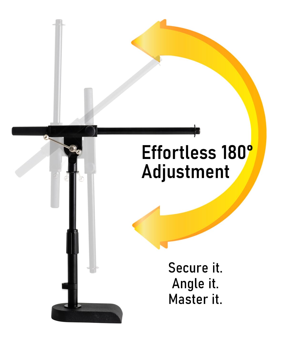 Stage Rocker Adjustable Low-profile Microphone Stand - Snare/Tom Bottom/Bass (Kick) Drum/Table Top, Adjustable Height, 15.75“ Telescoping Boom Arm