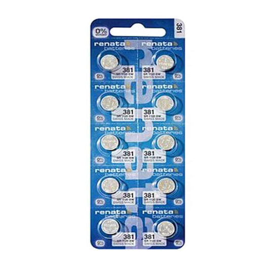 Renata 381 SR1120SW Batteries - 1.55V Silver Oxide 381 Watch Battery (10 Count)