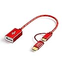 CableCreation Micro USB & Type C to USB 2.0 Female Adapter Cable, 0.6ft Short OTG (on-The-go) Cable Compatible with Pixel 3XL 2XL, Galaxy…