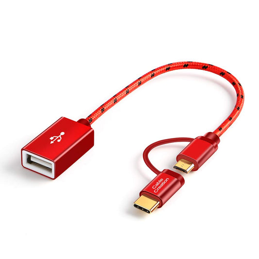 CableCreation Micro USB & Type C to USB 2.0 Female Adapter Cable, 0.6ft Short OTG (on-The-go) Cable Compatible with Pixel 3XL 2XL, Galaxy…