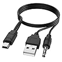 1.67ft USB2.0 Charging Cord to Mini B Male and 3.5mm Jack Plug Audio Cable for iHome IHM60 IHM61 IHM59 Speakers MP3/MP4 Bluetooth Speaker (Mini USB)