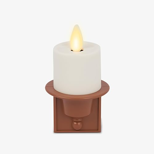 Luminara Flameless Candle Nightlight w/Dusk to Dawn Light Dark Auto Sensor, Baked Clay Wall Plug Indoor Night LED Light w/Real-Flame Effect