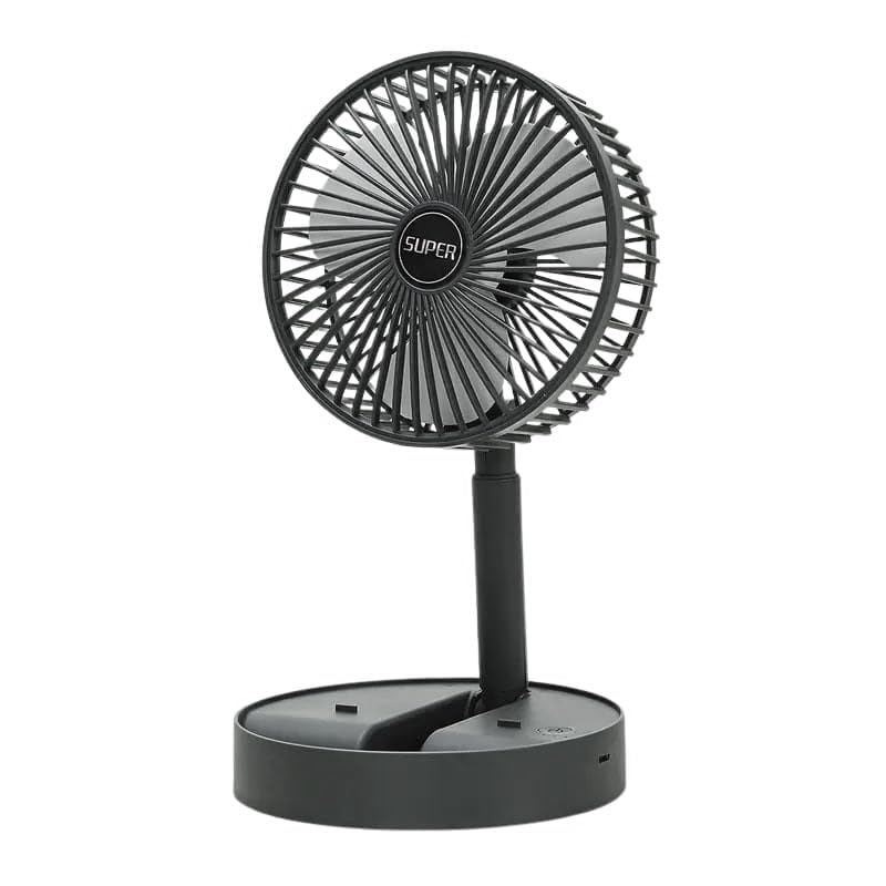 Dependable Industries inc. Essentials Telescopic Folding USB Desk Fan - Adjustable Height 11.5" to 14", Quiet Motor, Compact Table Fan with Phone