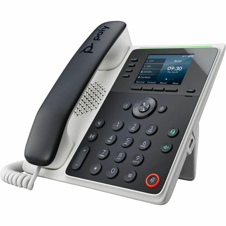 Poly Edge E220 IP Phone - Corded - Corded - Bluetooth - Desktop, Wall Mountable - Black - VoIP - 2 x Network (RJ-45) - PoE Ports