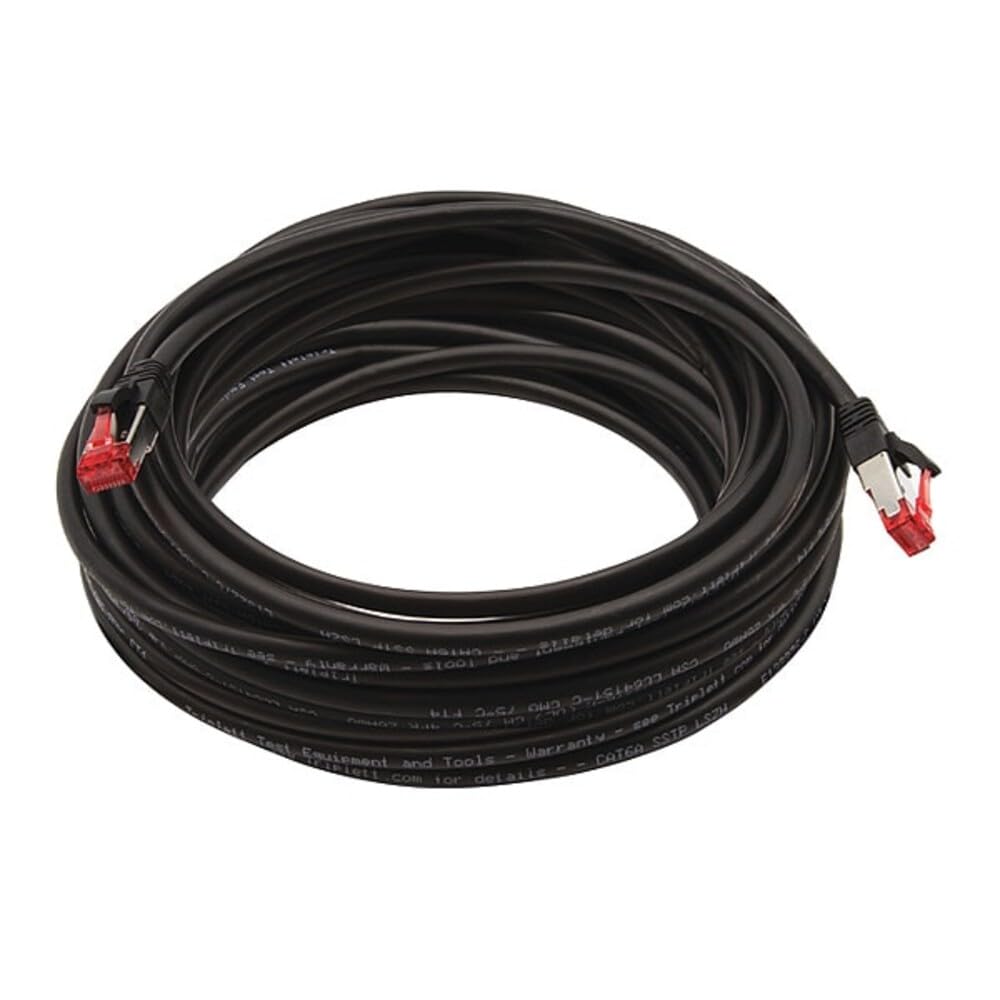 Triplett 50' Black CAT6A 10GBPS Professional Grade SSTP 26AWG Patch Cable (CAT6A-50BK)